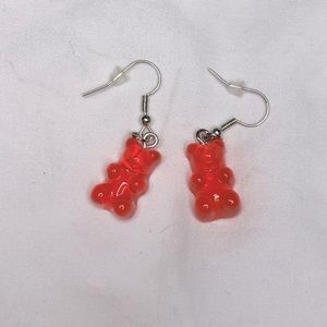 Trendy, y2k handmade red gummy bear earrings.